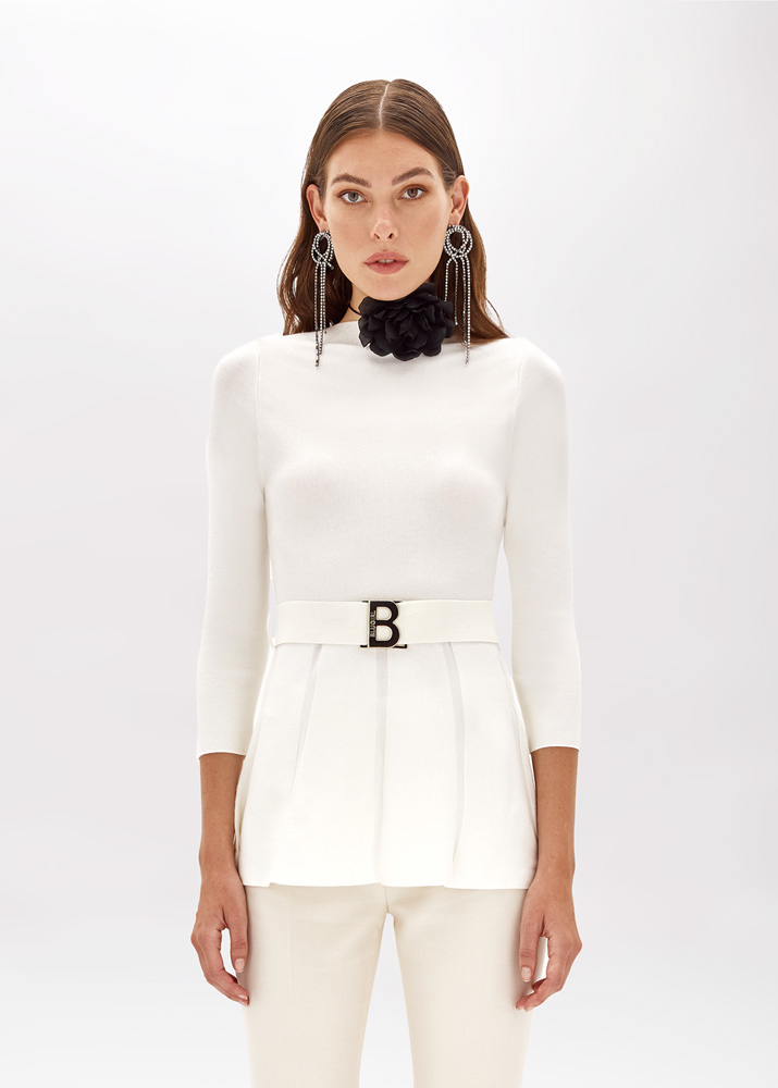 SWEATER WITH BRANDED BELT