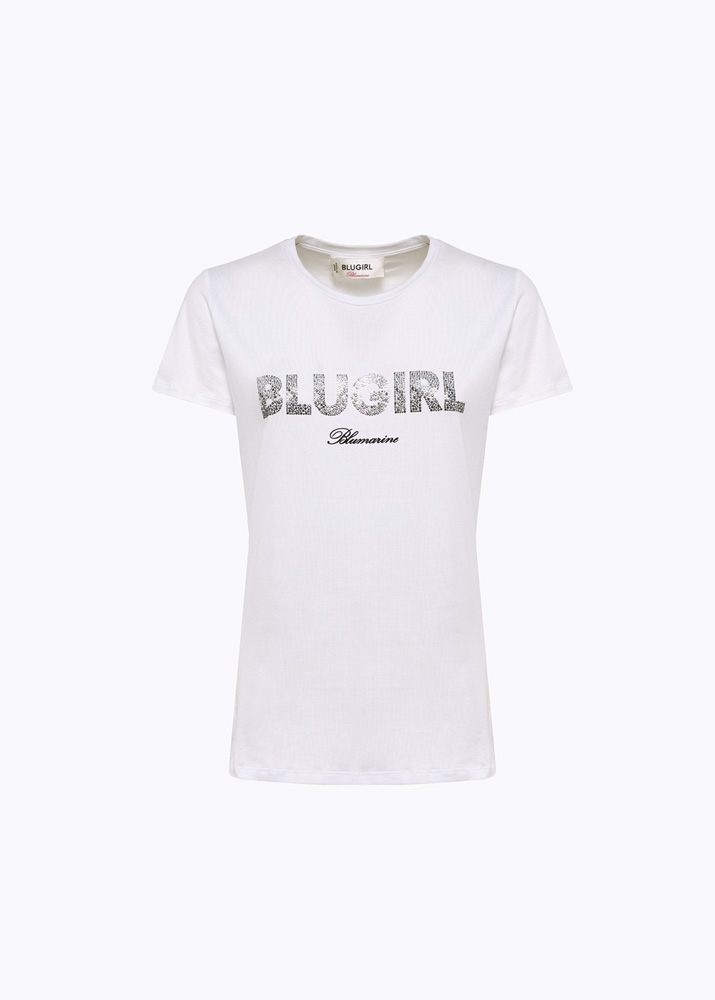 Jersey T-shirt with studs and logo
