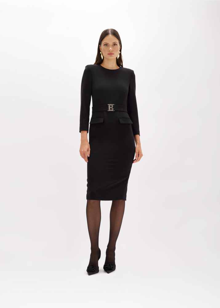 MIDI DRESS IN STRETCH WOOL CADY