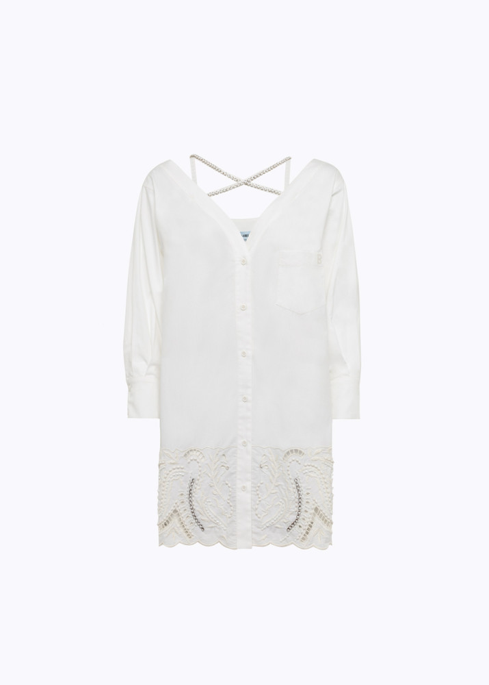 Broderie Anglaise cotton shirt with embroidery