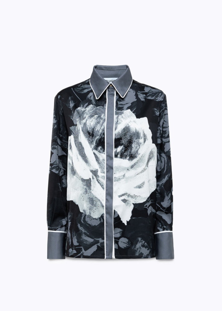 ROSE PRINT SATIN SHIRT