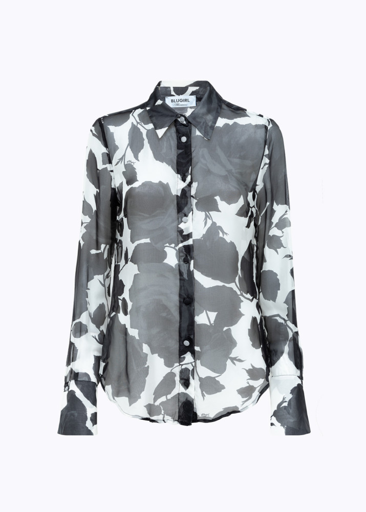 SILK-BLEND RUFFLE SHIRT