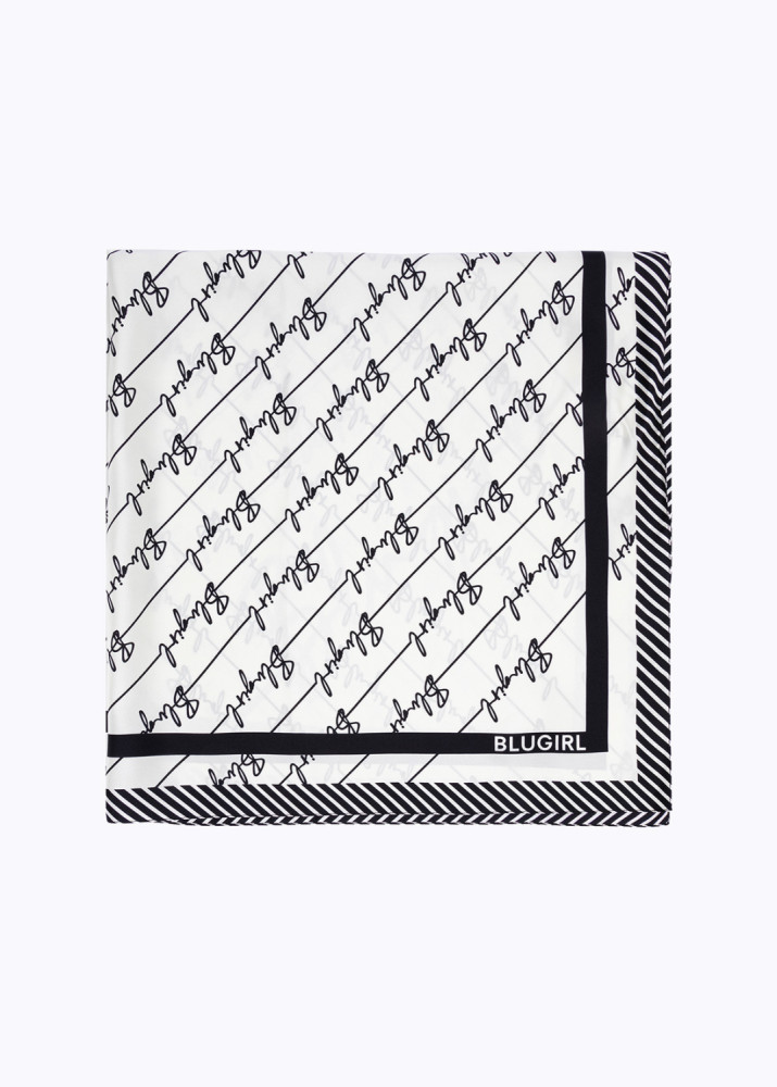 SILK FOULARD SCARF WITH LOGO PRINT