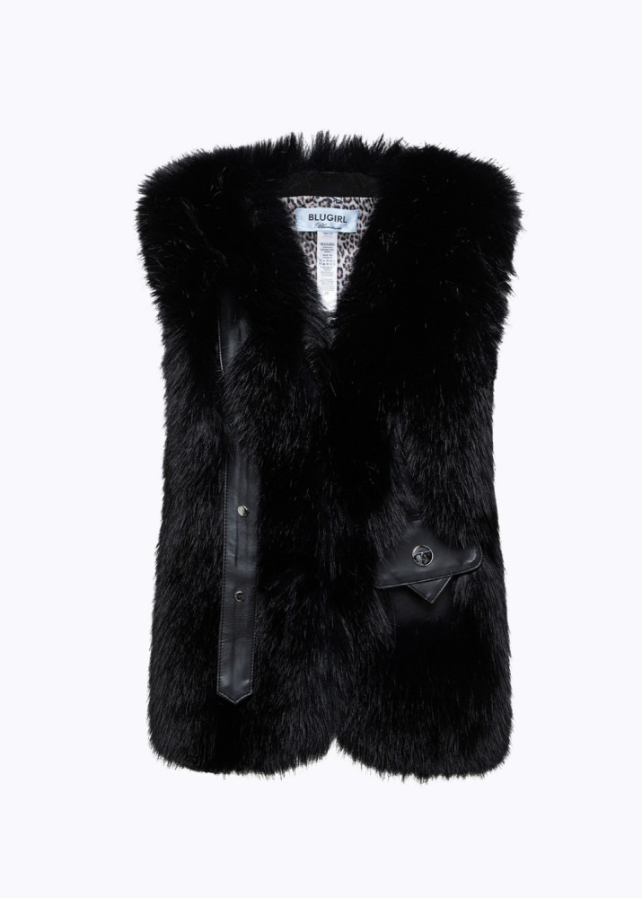 FAUX FUR VEST WITH STRAPS