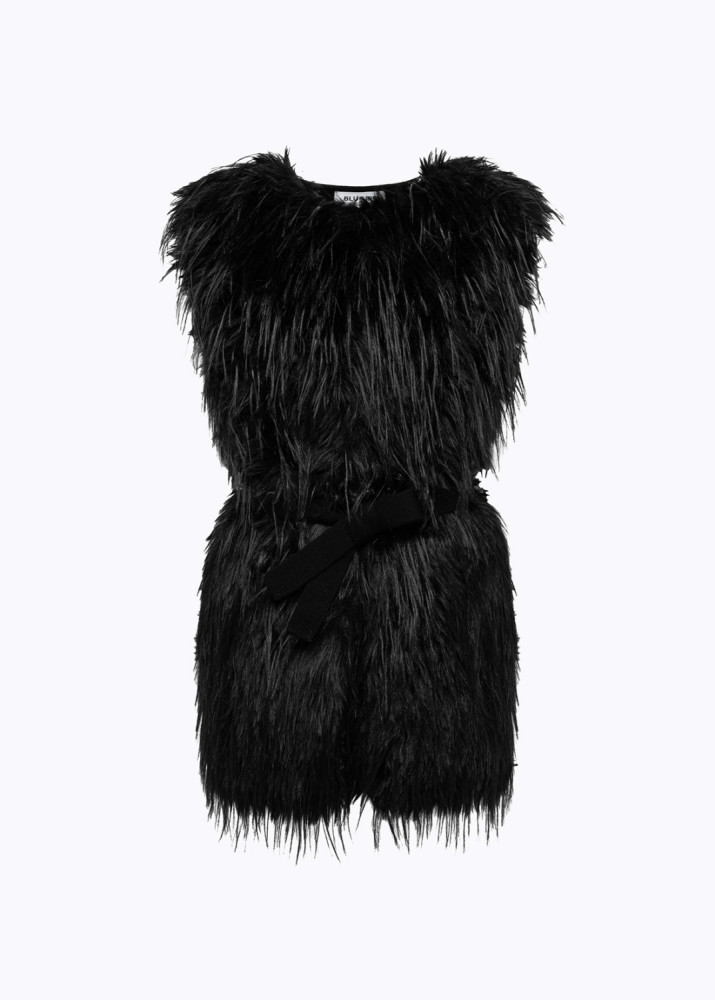 KNIT VEST FAUX FUR