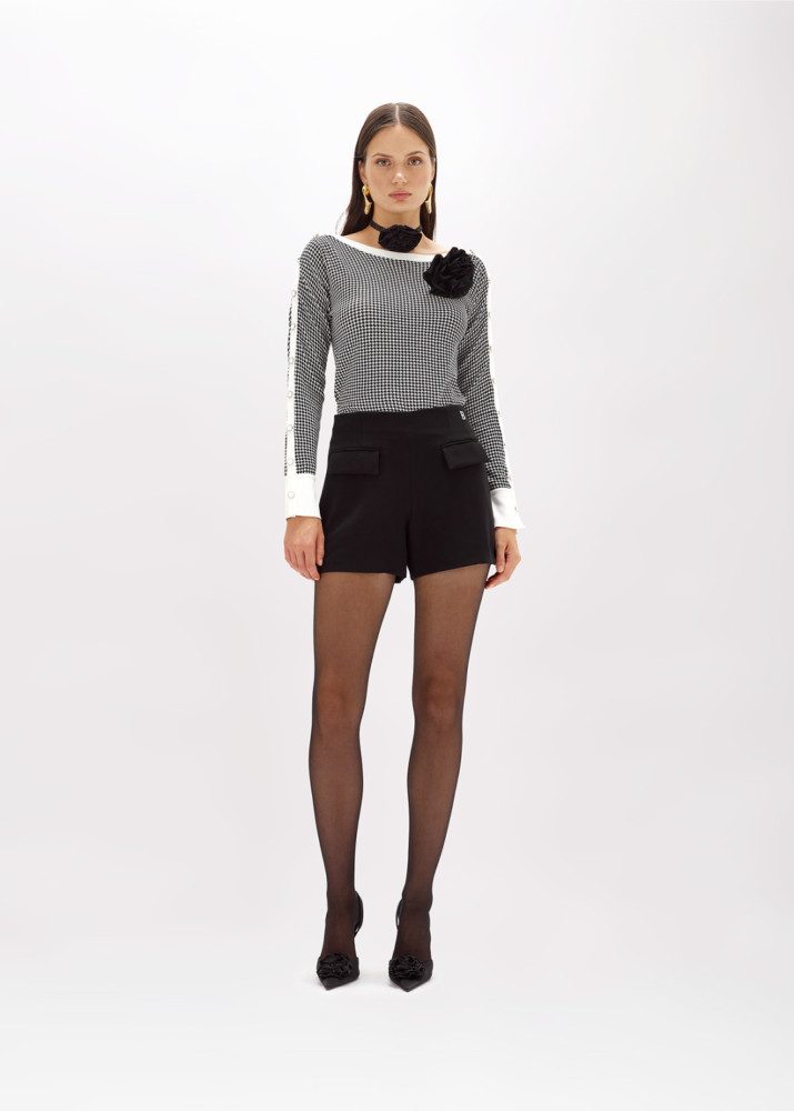 DOUBLE-FACE SWEATER WITH BROOCH