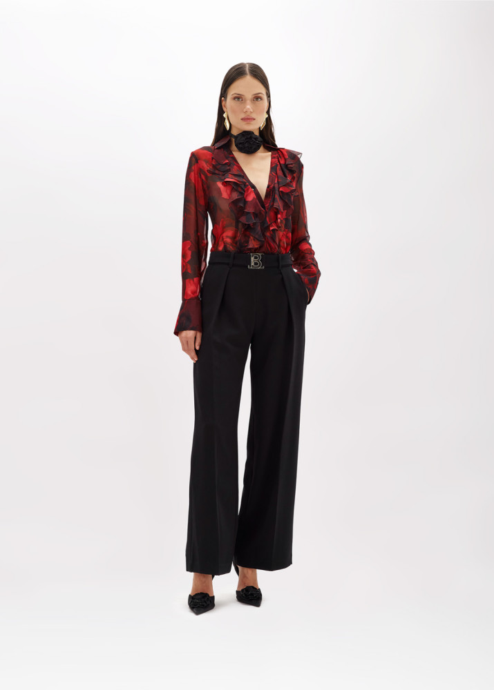 WIDE PANTS IN STRETCH WOOL CADY