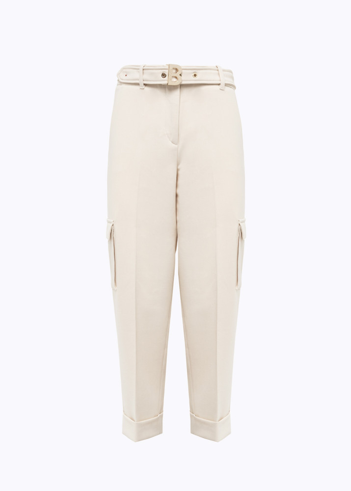 PANTALONI CARGO IN WOOL CADY STRETCH