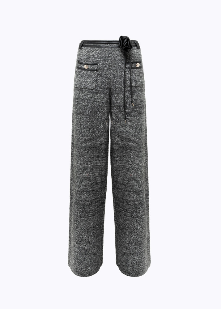 PANTALONI IN FILATO BOUCLÉ CON CINTURA