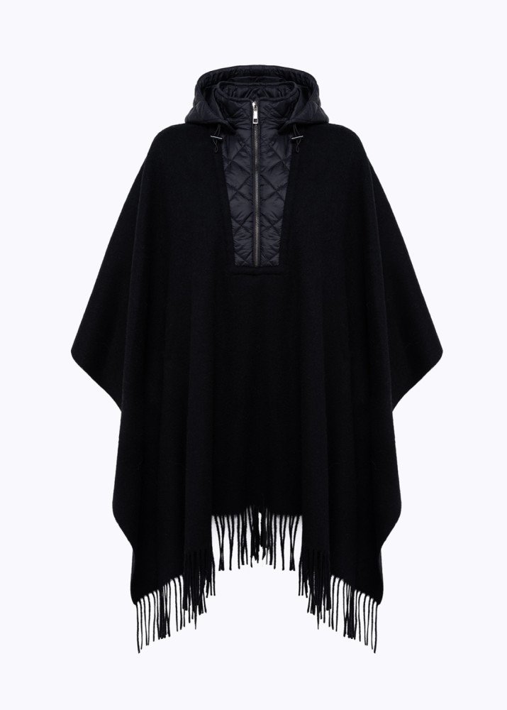 HOODED PONCHO IN WOOL