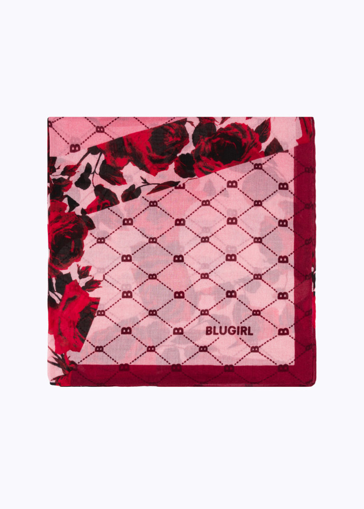 STOLE WITH LOGO AND ROSE PATTERN