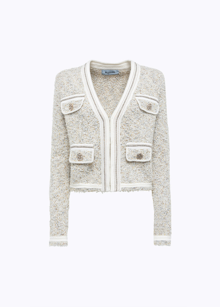 CARDIGAN IN FILATO BOUCLÉ CON STRASS